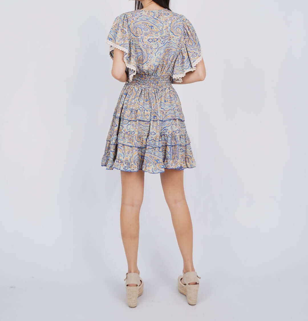 Vestido Boho Seda Corto Volantes SHELMA