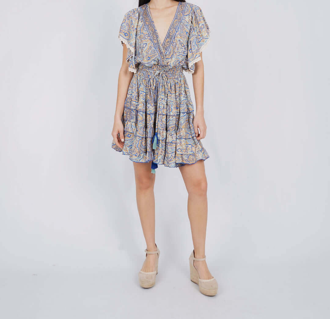 Vestido Boho Seda Corto Volantes SHELMA