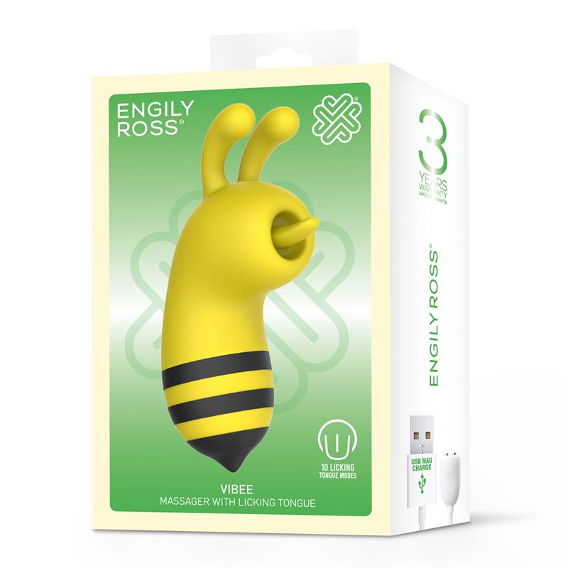 Estimulador de clítoris con forma de abeja es su lengua de silicona, que dispone de 10 funciones de licking o lameteo