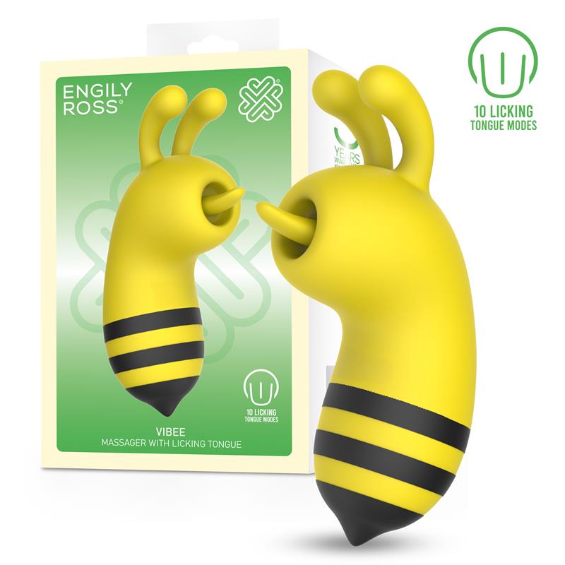 Estimulador de clítoris con forma de abeja es su lengua de silicona, que dispone de 10 funciones de licking o lameteo