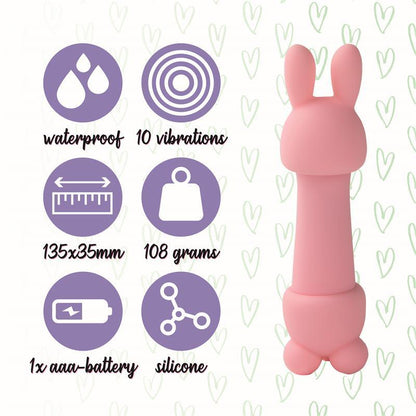 VIBRADOR CON 2 ACCESORIOS DE SILICONA ROSA FEELZTOYS MISTER BUNNY