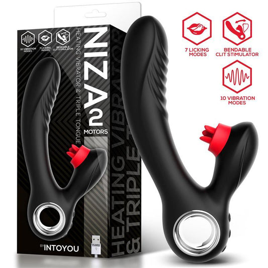 Vibrador Con Calor y Triple Lengua Estimuladora Clitoris INTOYOU NIZA