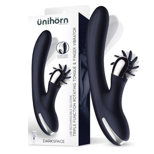 Vibrador Con Lenguas Rotadoras y Movimientos Finger Azul INTOYOU DARKSPACE