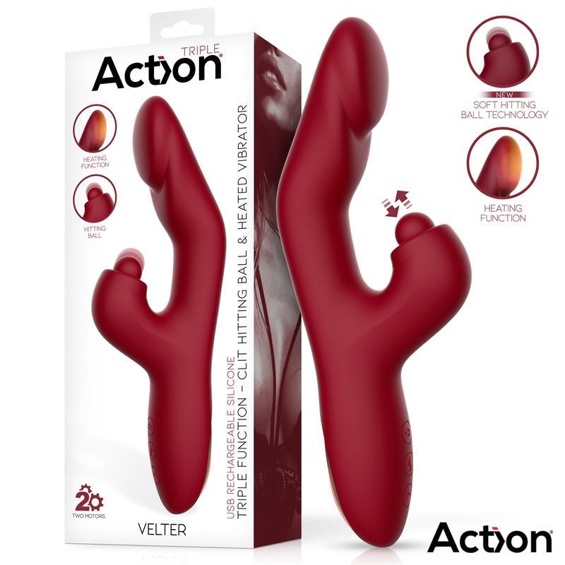 Vibrador Efecto Calor ACTION VELTER SOFT CLIT HITTING BALL - Estimuladores Sexuales Femeninos