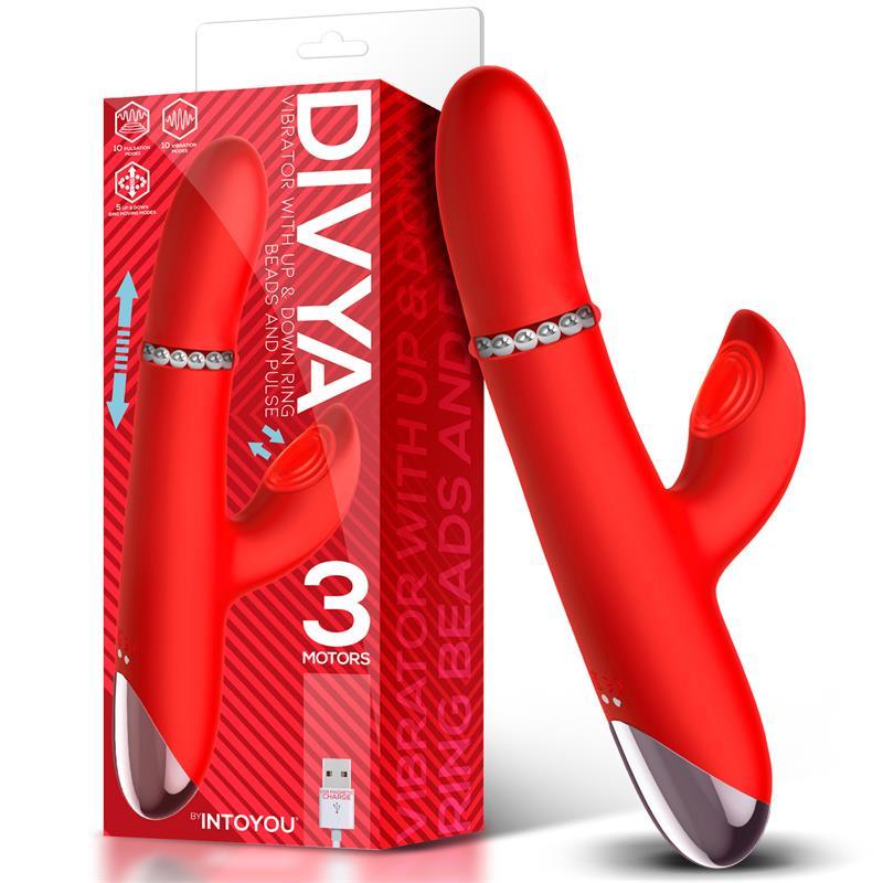 Vibrador Femenino Con Aro De Bolas UP AND DOWN Y PULSACIÓN INTOYOU DIVYA