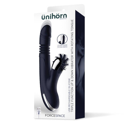 Vibrador Femenino Lenguas Rotadoras y Movimiento UP AND DOWN AZUL ÜNIHÖRN FORCESPACE