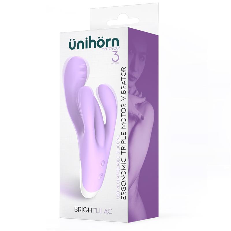 Vibrador Femenino Triple Motor Ergónomico USB SILICONA ÜNIHÖRN BRIGHTLILAC