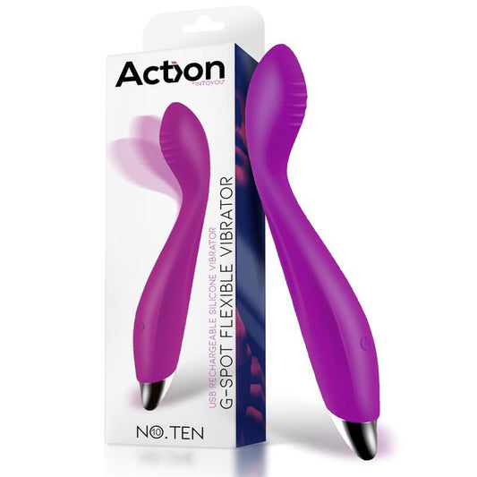 Vibrador Hiper Flexible PUNTO G USB MAGNÉTICO SILICONA ACTION NO. TEN