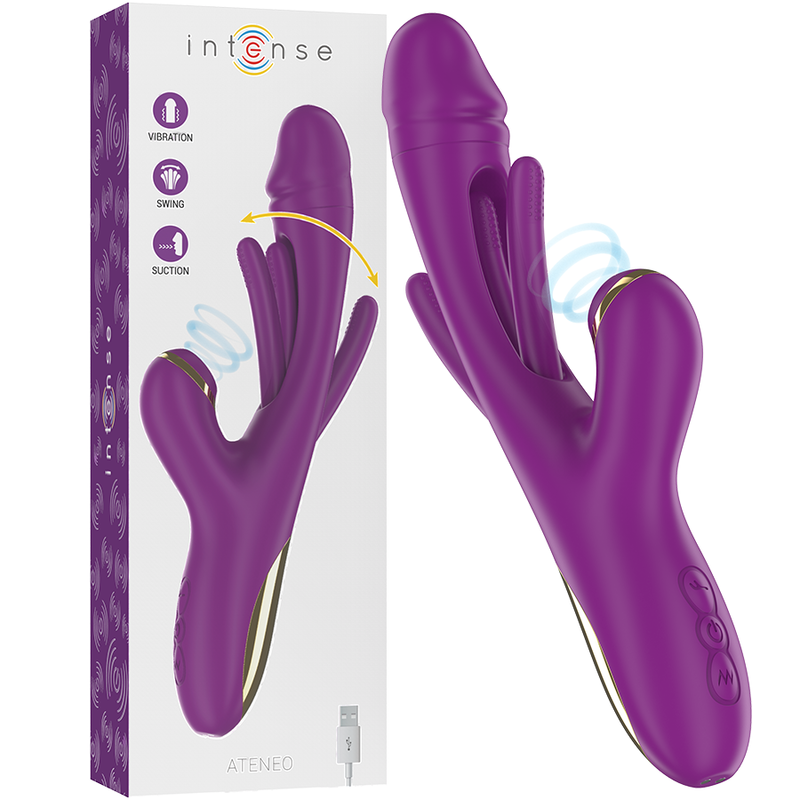 Vibrador Multifunción Recargable Con Lengua y Succionador ATENEO-INTENSE