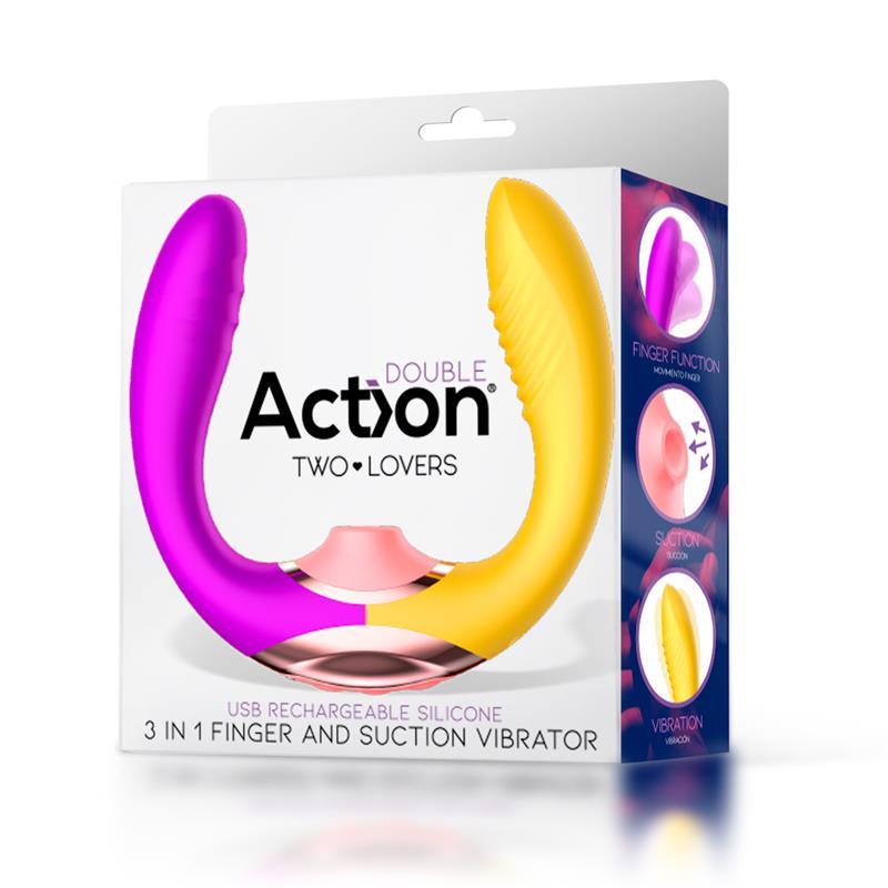 Vibrador Para Parejas Con Finger y Lengua Succionadora ACTION TWO LOVERS