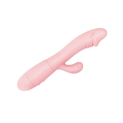 Vibrador PRETTYLOVE Snappy en color natural, diseñado para la estimulación simultánea del punto G y el clítoris. Su estructura ergonómica y acabado en silicona ultrasuave ofrecen comodidad y placer. Cuenta con 30 modos de vibración y es recargable por USB.