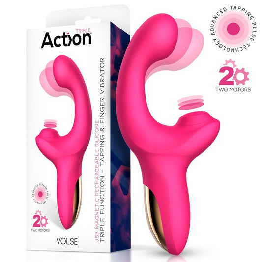 Vibrador Triple Función Con Finger y Pulsación TAPPING ACTION VOLSE