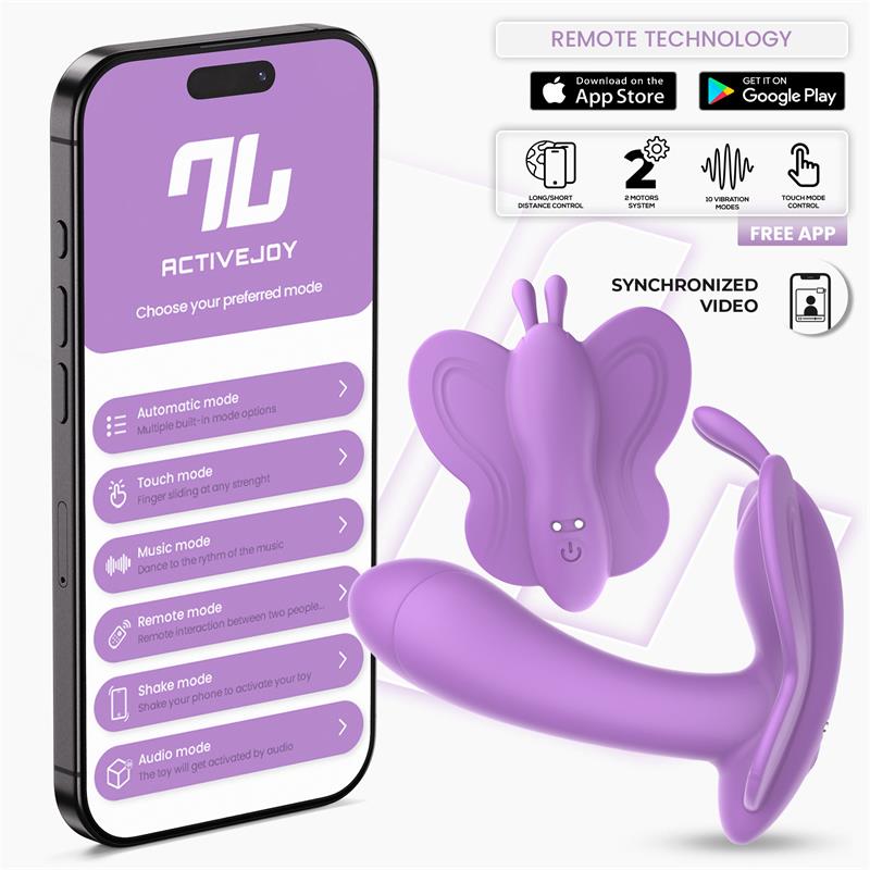 Estimulador clítoris y punto g Mariposa con App INTOYOU APP SERIES Wingy violeta.