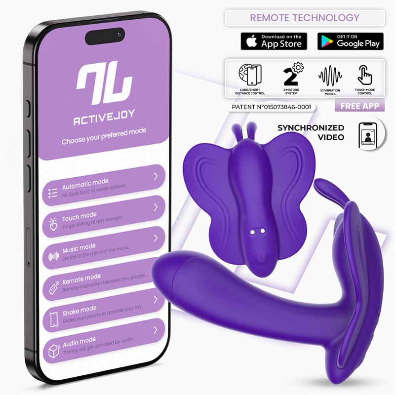 Estimulador clítoris y punto g Mariposa con App INTOYOU APP SERIES Wingy púrpura.